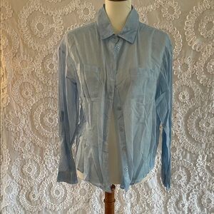 Charlie B Blue Cotton Voile Shirt cold dye, drop shoulder, convertible sleeves